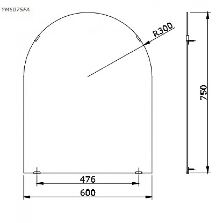 Bản vẽ kỹ thuật Gương chống mốc Toto YM6075FA: