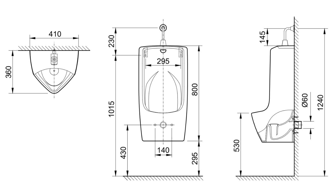 Bồn tiểu nam Inax U-411V treo tường (U411V)