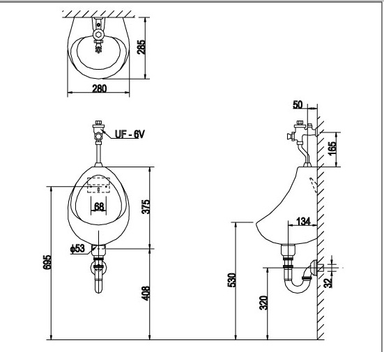 Bồn tiểu nam Inax U-116V treo tường (U116V)