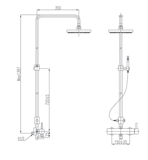 Cây sen tắm đứng nóng lạnh INAX BFV-71S (BFV71S)