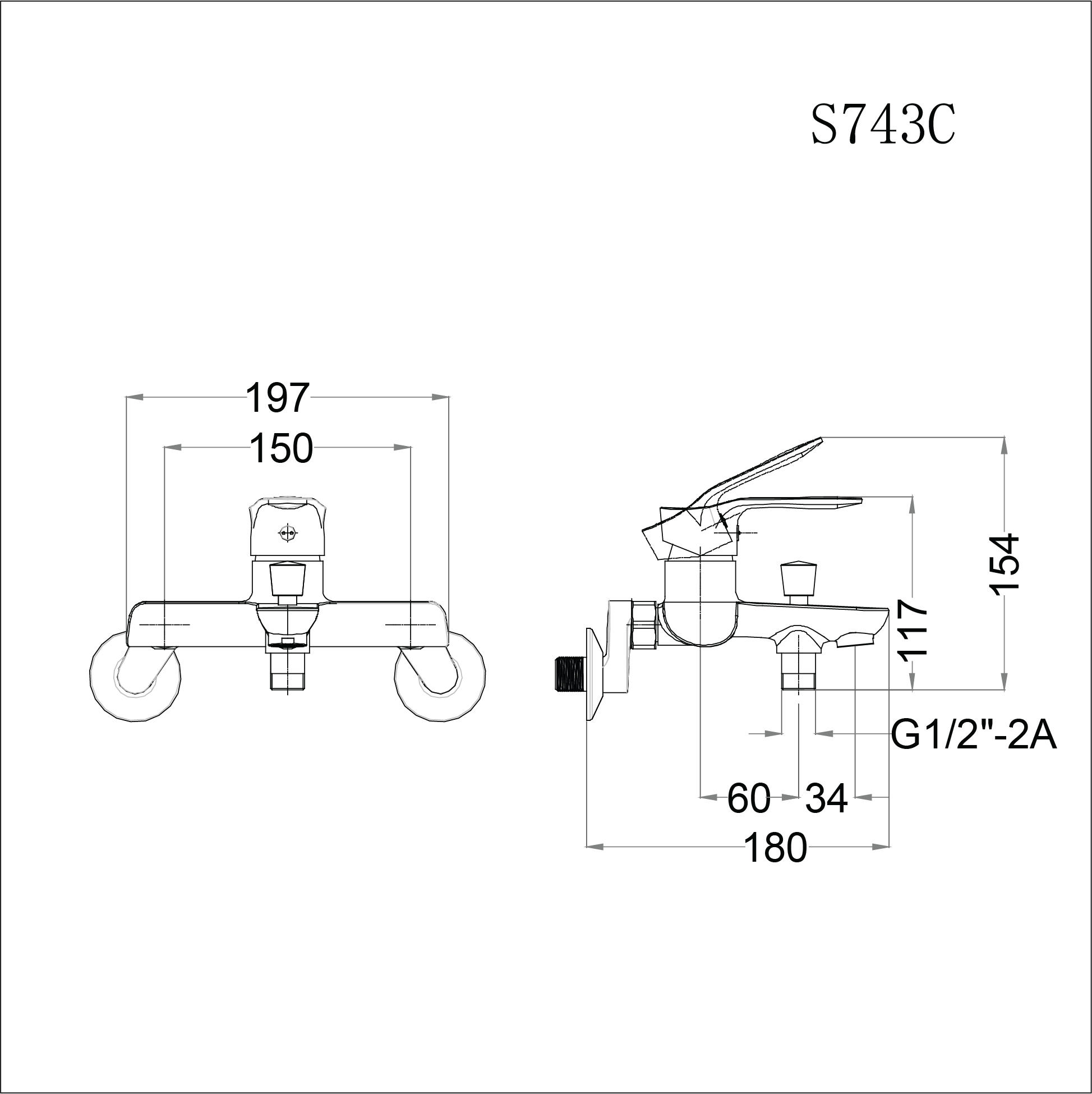 Vòi sen tắm nóng lạnh Caesar S743C