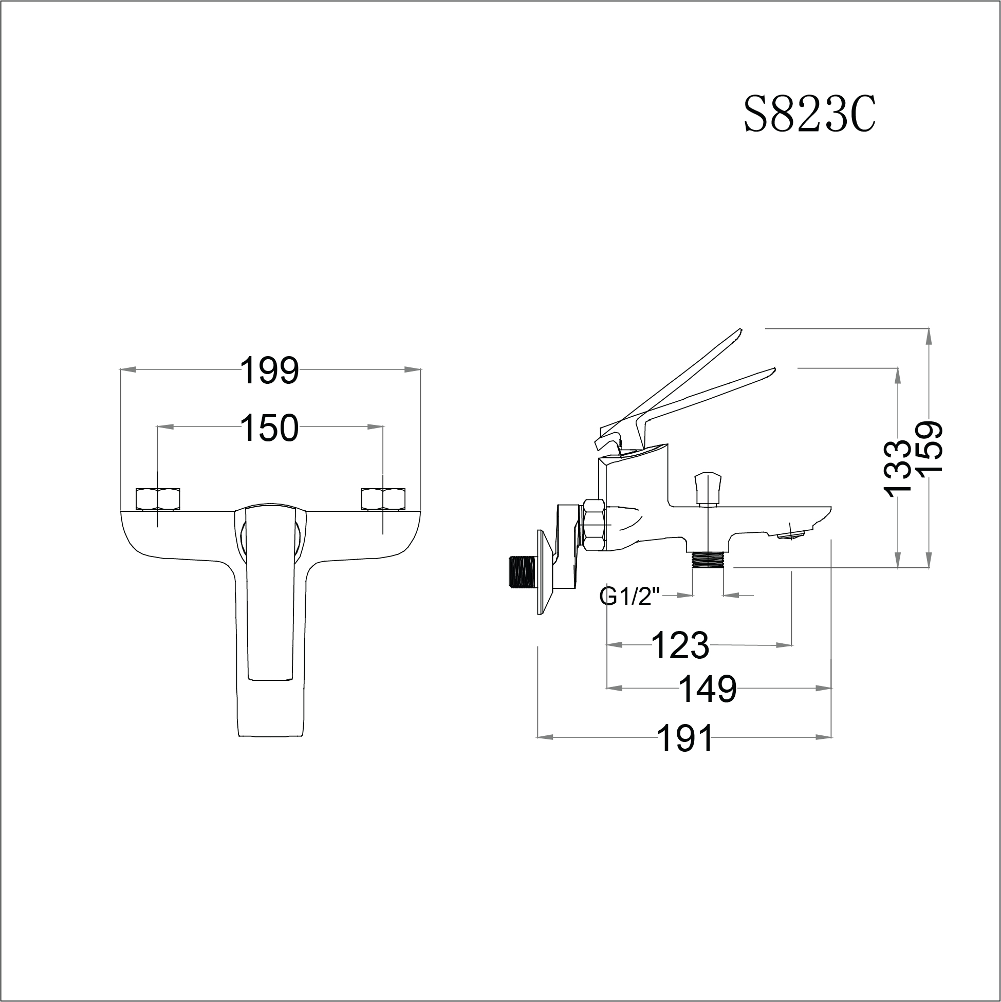 Vòi sen tắm nóng lạnh Caesar S823C