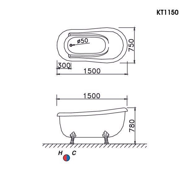 Bồn tắm lập thể Caesar KT1150 dài 1m5