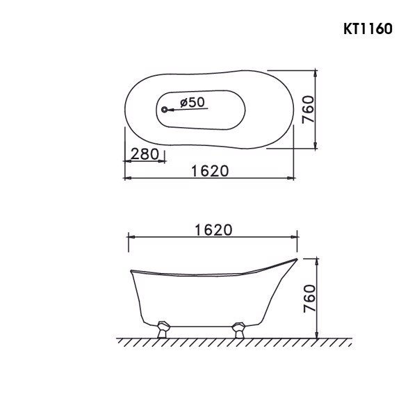 Bồn tắm lập thể Caesar KT1160 dài 1m6