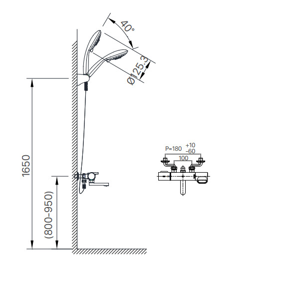 Bản vẽ kỹ thuật Vòi sen tắm nóng lạnh INAX BFV-7145T-3C tự động (BFV7145T3C)
