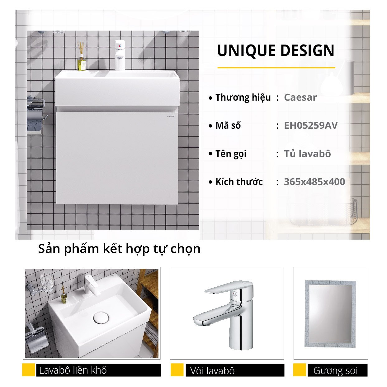 Lavabo tủ Caesar LF5259 + EH05259AV