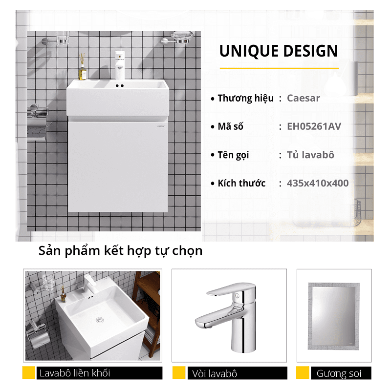 Bộ Lavabo tủ Caesar LF5261 + EH05261AV