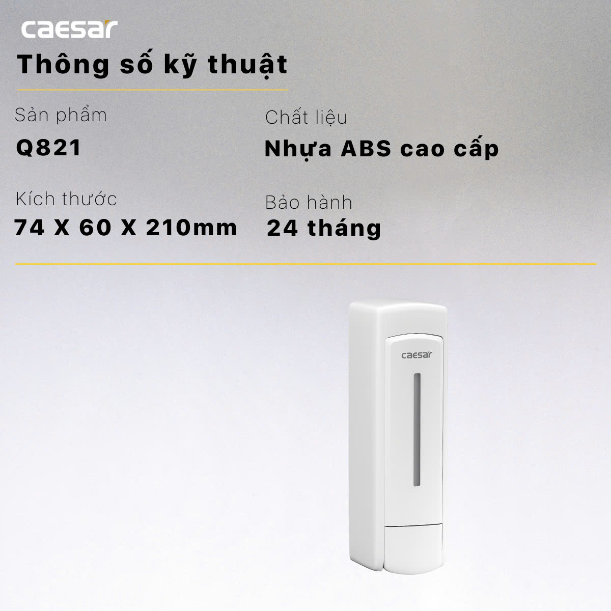 Thông số kỹ thuật Hộp xà phòng nước đơn gắn tường Caesar Q821