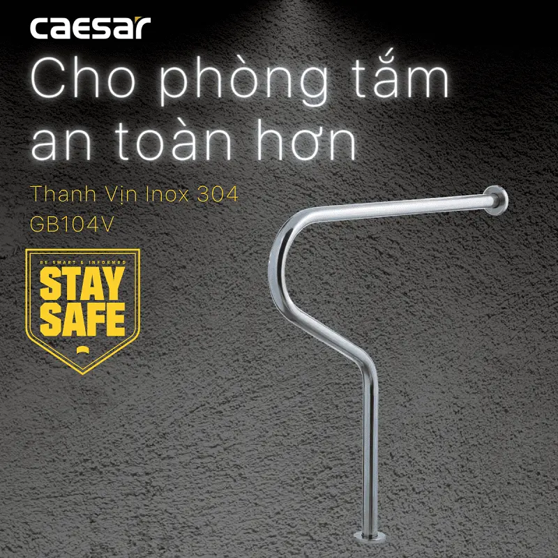 Thanh Vịn Inox Caesar GB104V Gắn Tường Ø32 750mm
