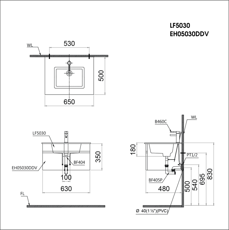 Chậu Rửa Lavabo Dương Bàn CAESAR LF5030