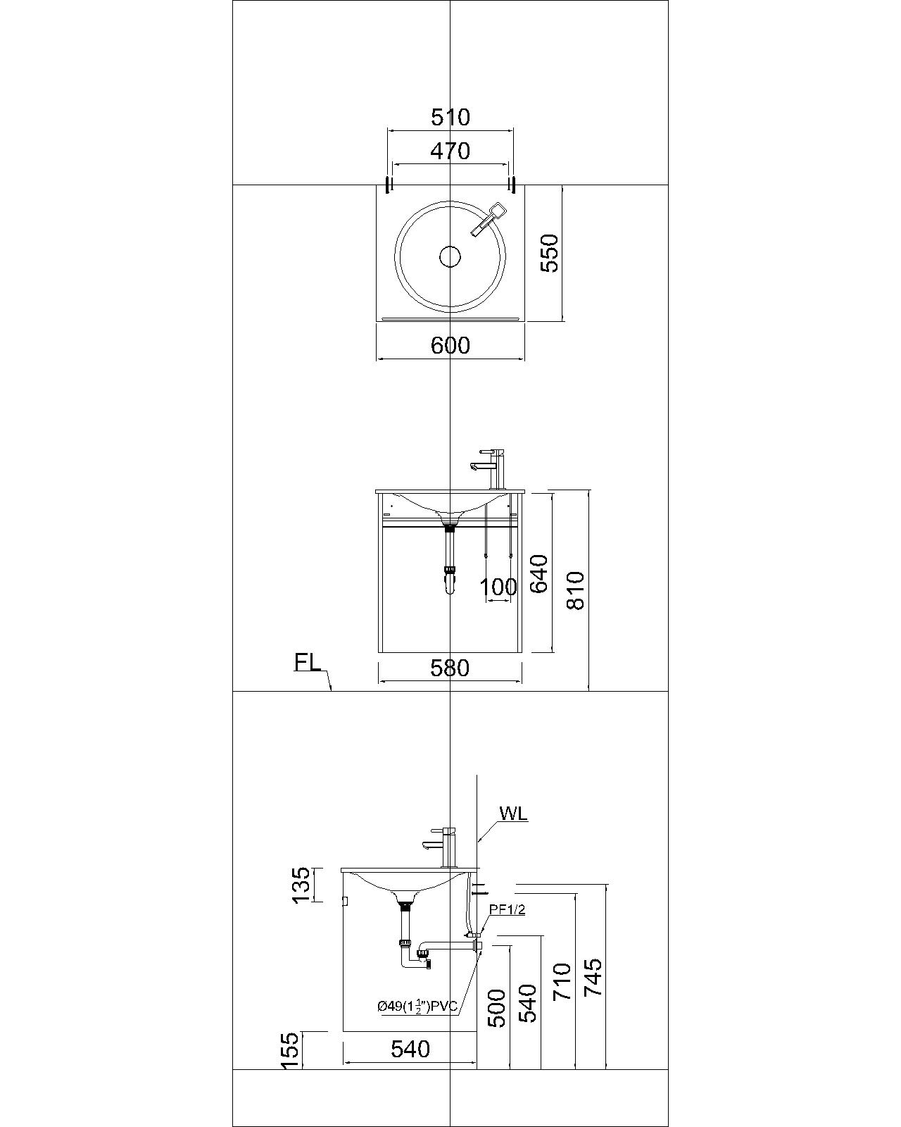 Bộ Lavabo tủ Caesar LF5038 + EH05038AV