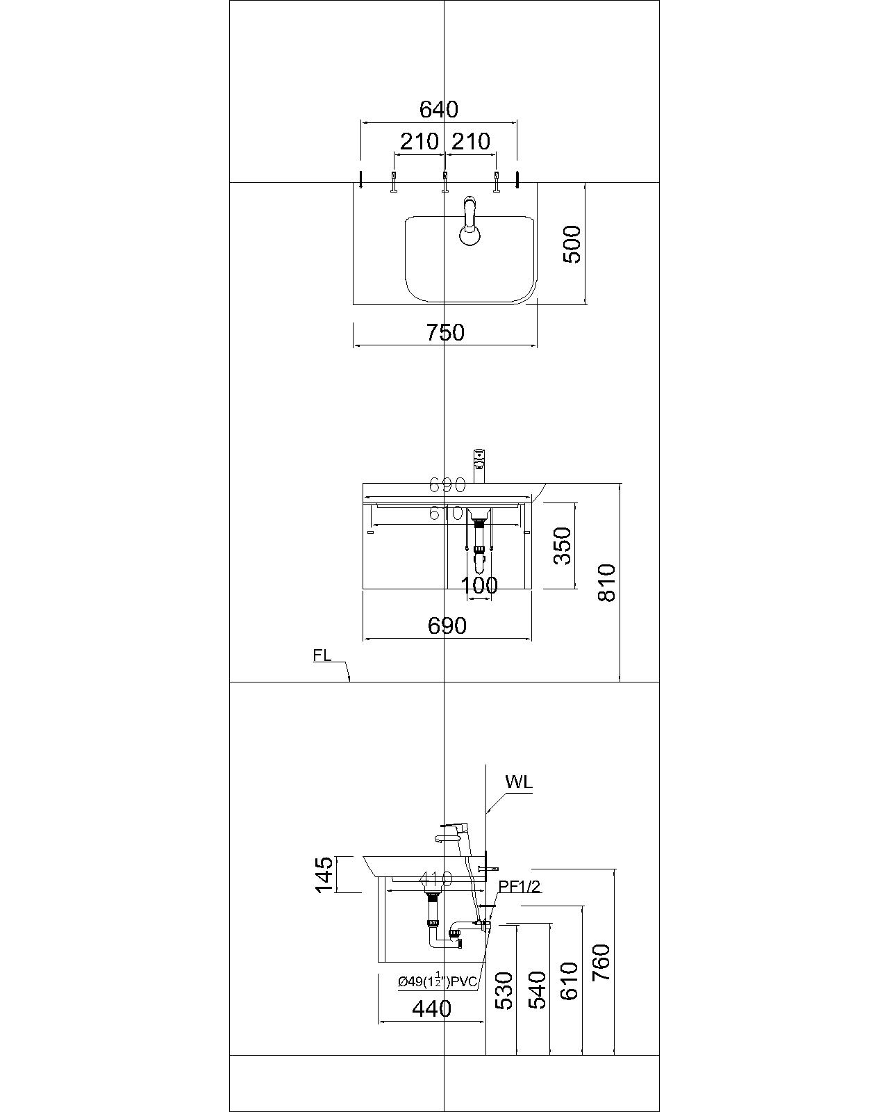 Bộ Lavabo tủ Caesar LF5374 + EH05374AV