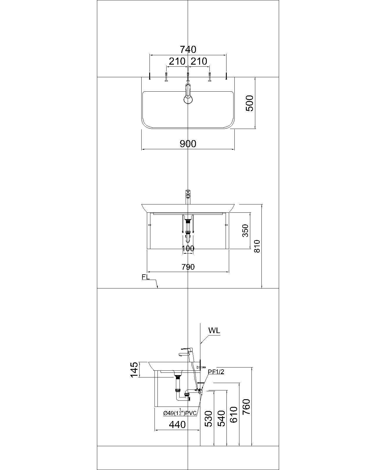 Lavabo chậu rửa mặt Caesar LF5376 treo tường