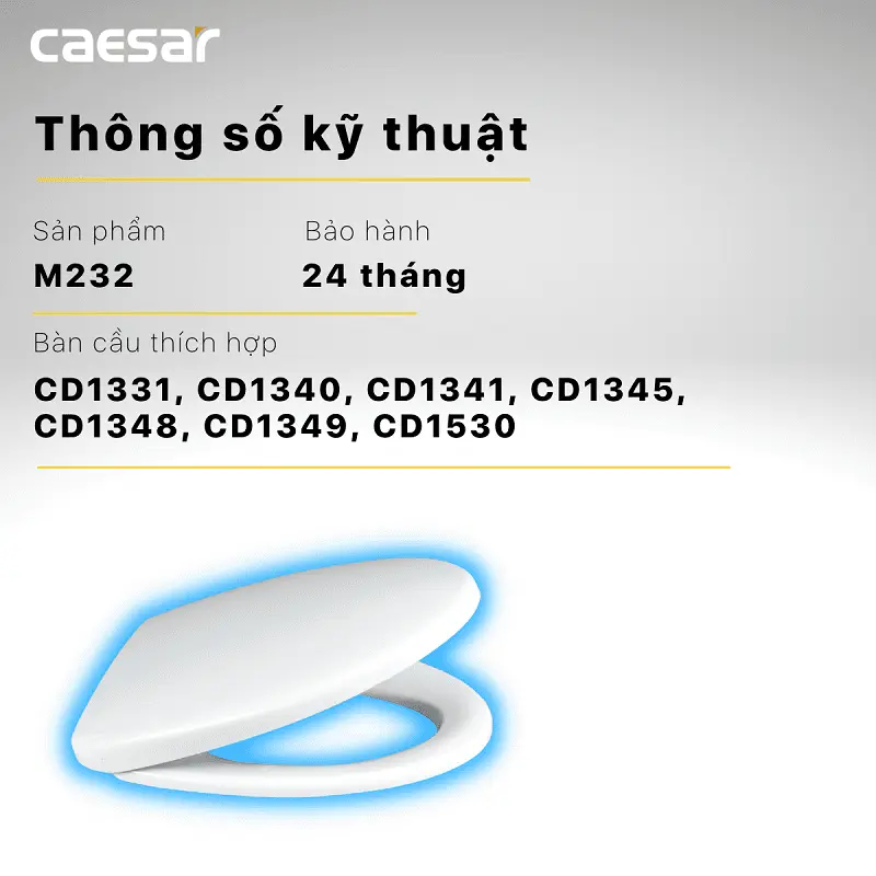 Nắp Bàn Cầu Caesar M232 Rơi Êm