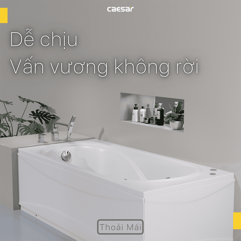 Bồn tắm dài Caesar MT0170L(R) dài 1m7 loại chân yếm có massage