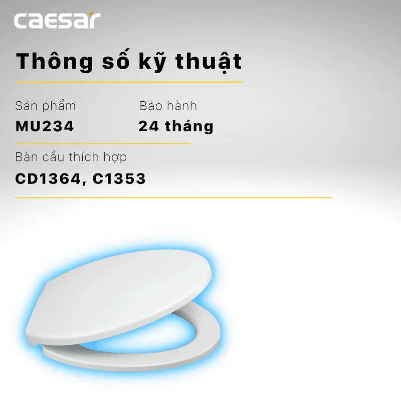 Nắp Bàn Cầu Caesar MU234 Rơi Êm