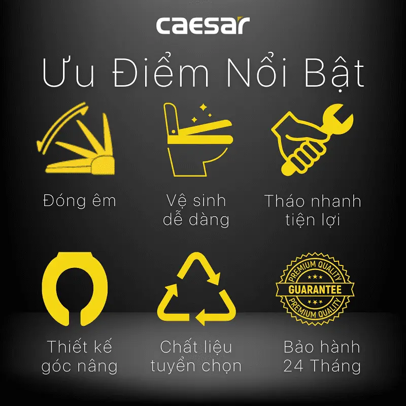 Nắp Bàn Cầu Caesar M256 Rơi Êm