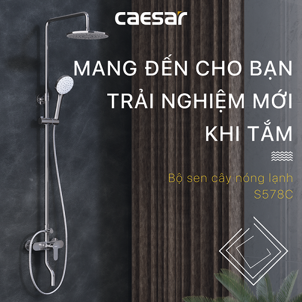 Thiết bị vệ sinh cao cấp chính hãng giá rẻ 2022 Cây sen tắm Caesar S668C nóng lạnh