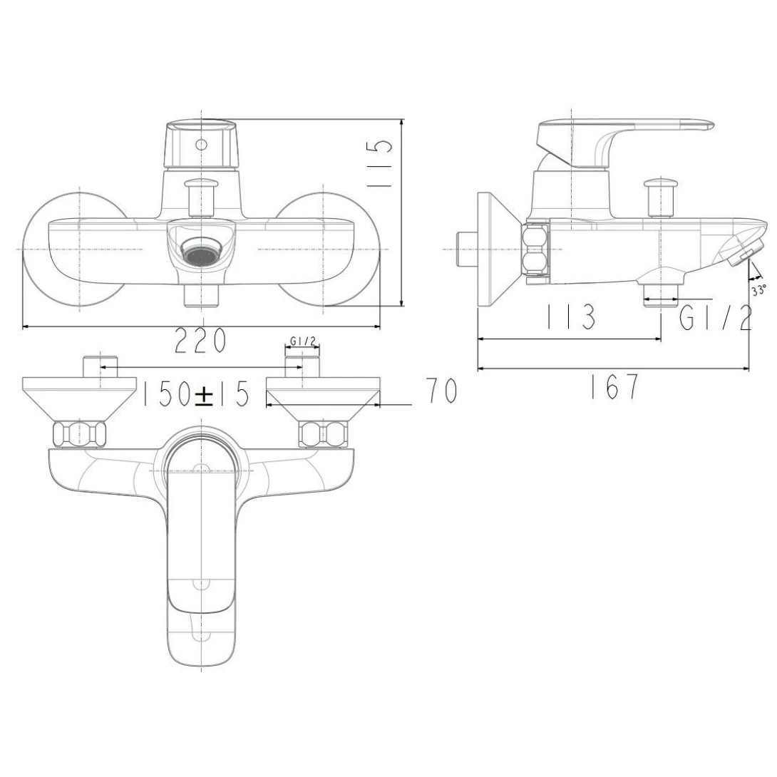 Bản vẽ kỹ thuật Củ Sen American Standard WF-1M11 Loven Nóng Lạnh