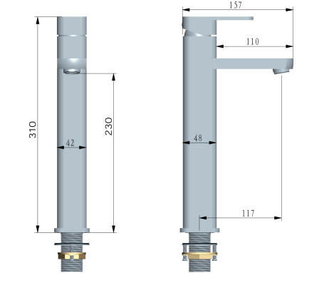 Bản vẽ kỹ thuật Vòi lavabo chậu rửa mặt Luxta L-1205B nóng lạnh cao 30cm