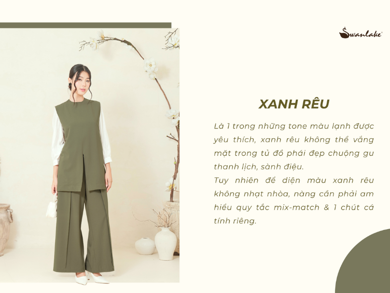 Tone màu xanh rêu cá tính cho phái đẹp diện vào thu