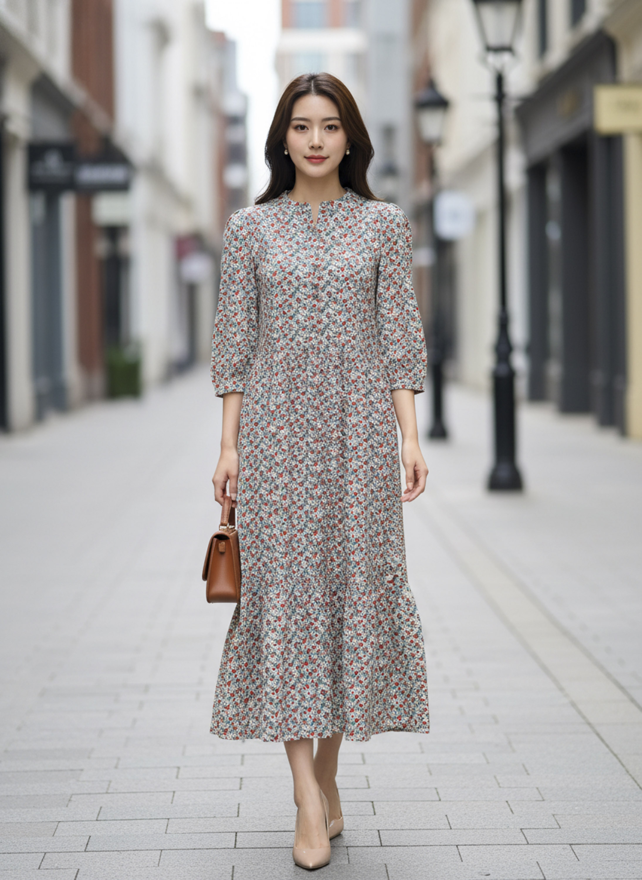 SWANLAKE | Váy Đầm Nữ Maxi Dáng Dài Cổ Trụ Cài Nút Tay Lỡ Linen Bông Nhí Xếp Ly Đuôi Cá D12355LW11