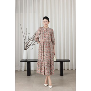 SWANLAKE | Váy Đầm Nữ Maxi Dáng Dài Cổ Trụ Cài Nút Tay Lỡ Linen Bông Nhí Xếp Ly Đuôi Cá D12355LW11