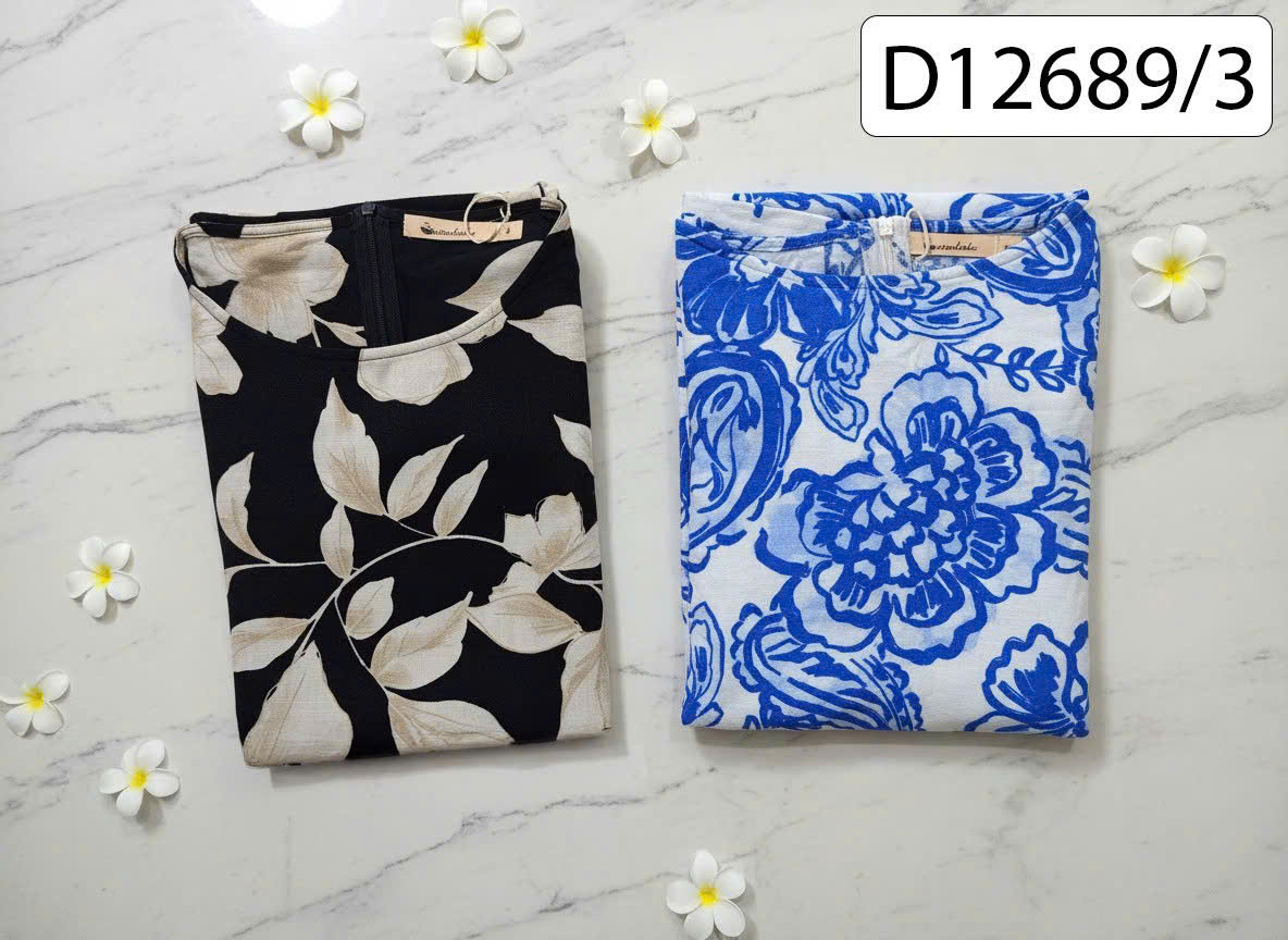 SWANLAKE | Váy Đầm Nữ Maxi Suông Vải Linen In Hoa Hè Cổ Thuyền Tay Ngắn Xẻ Tà Có Túi Du Lịch D12689LW03