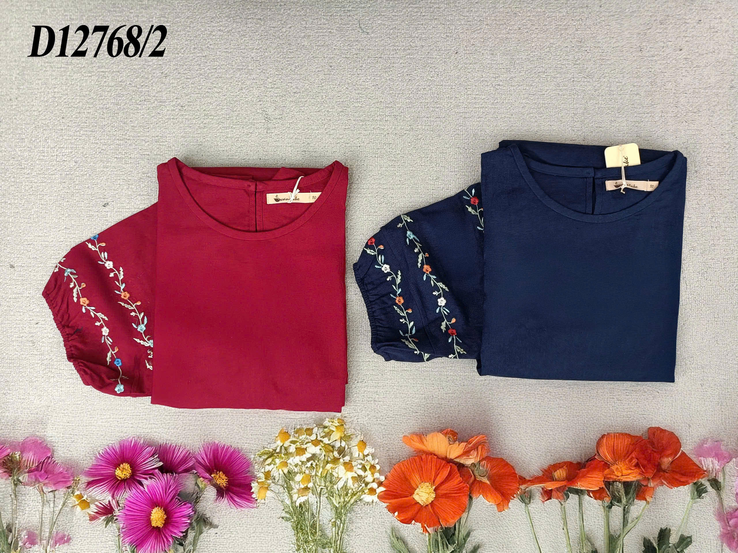 SWANLAKE | Váy Đầm Nữ Suông Vải Linen Tay Bí Lỡ Thêu Hoa Cổ Tròn Có Túi Công Sở Thanh Lịch D12768LW01