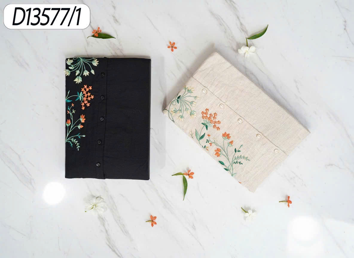 SWANLAKE | Váy Đầm Nữ Suông Vải Linen Thêu Hoa Cổ Sơ Mi Cài Nút Tay Lỡ Dây Thắt Eo Công Sở D13577LW01