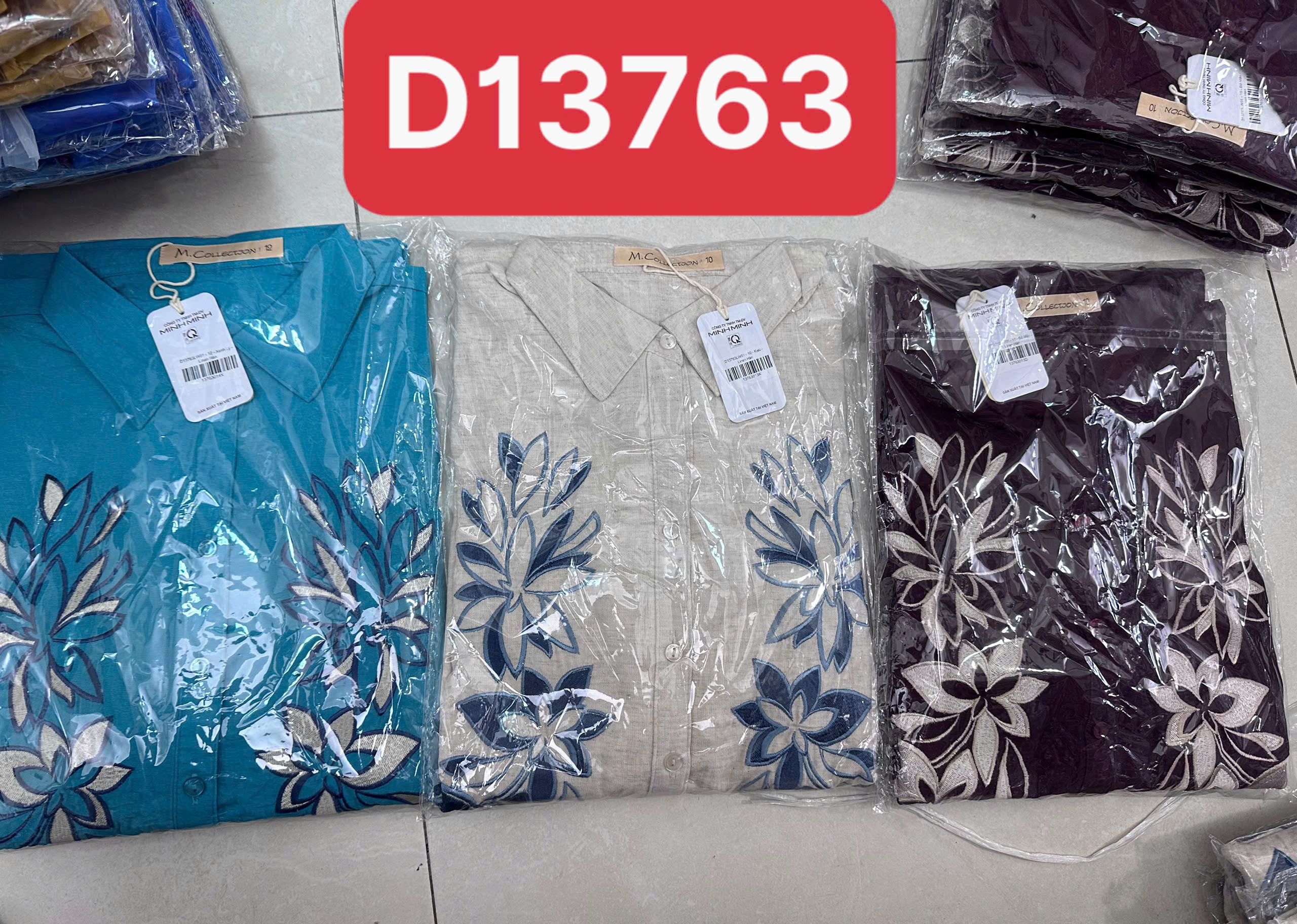 SWANLAKE | Váy Đầm Nữ Sơ Mi Suông Cài Nút Vải Linen Hàn Thêu Hoa Tay Lỡ Dây Thắt Eo Công Sở D13763LW01