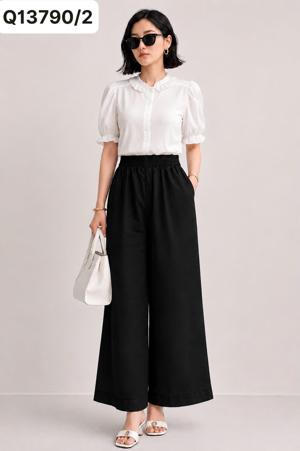 Quần Dài Nữ Suông Ống Rộng Linen Tơ Lưng Thun Q13790LW01