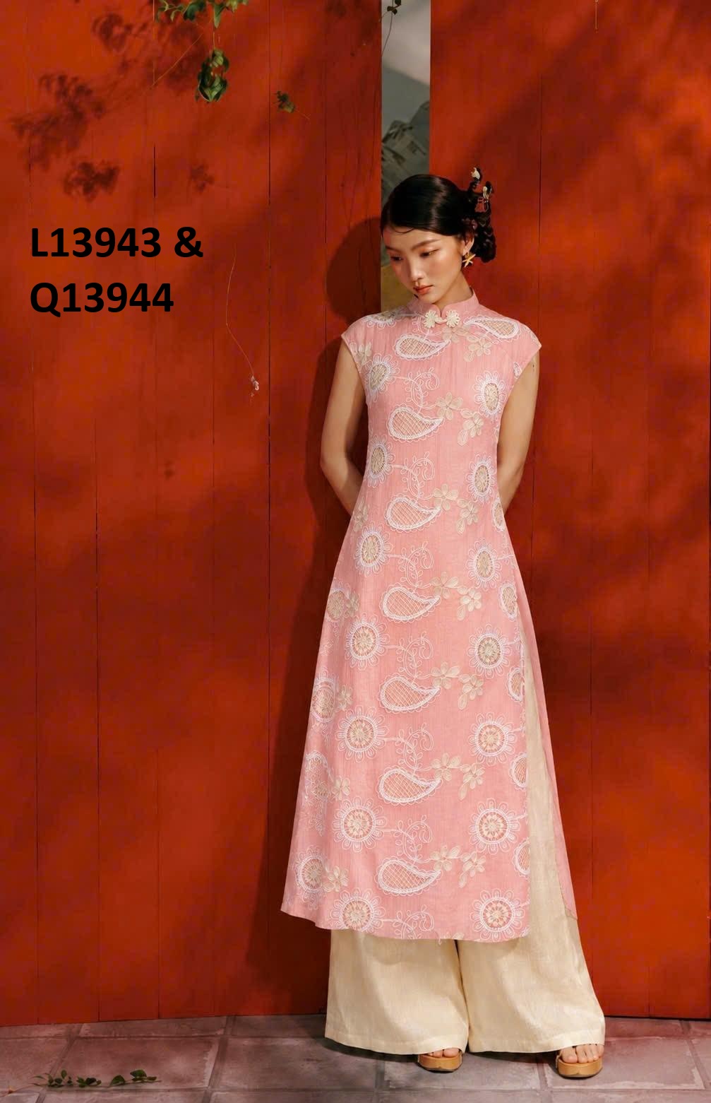 Áo Dài Cách Tân Nữ Cổ Tàu Vải Xốp Hàn L13943LW01