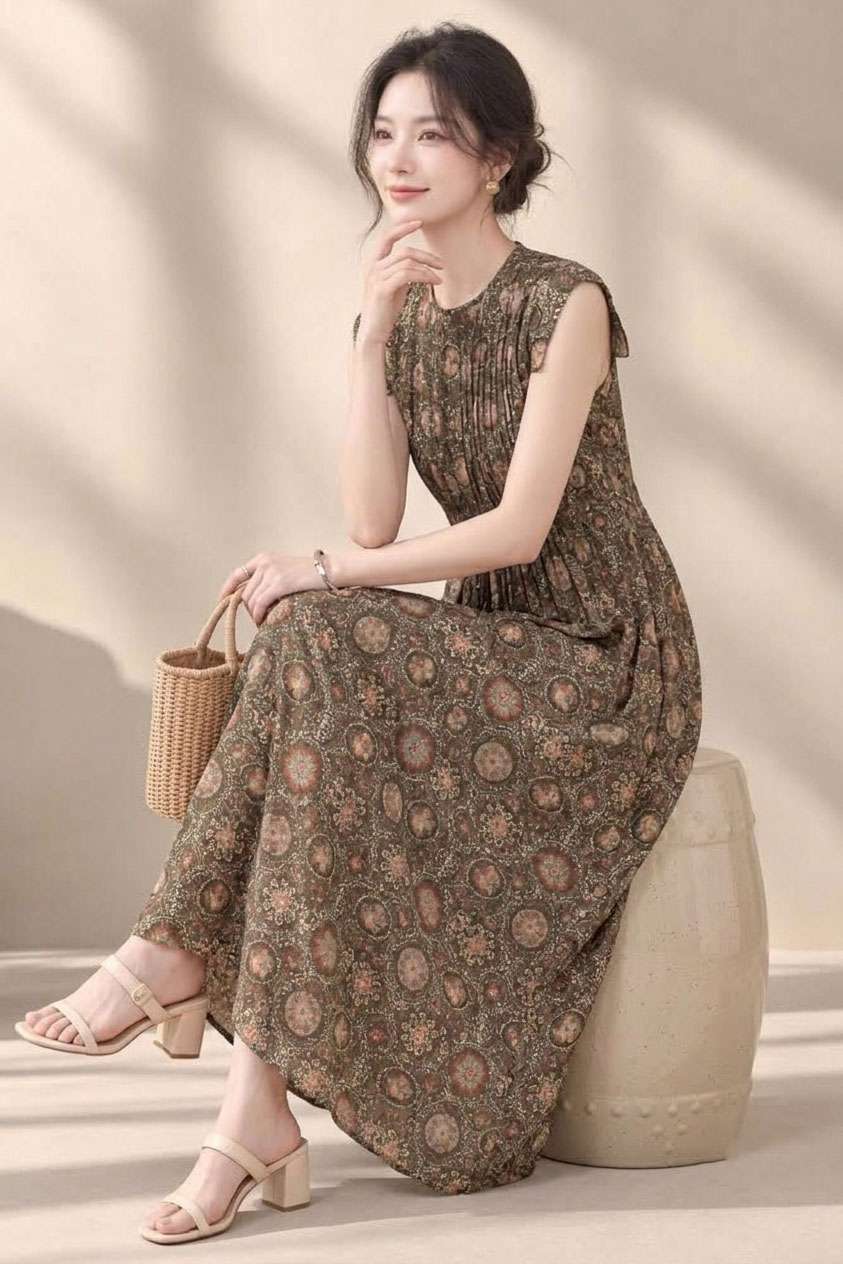 Rustic Bloom Dress | Đầm Linen D14101LW01