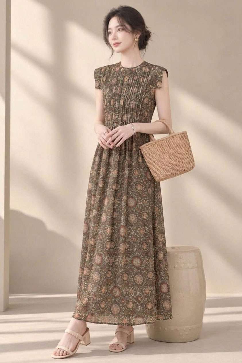 Rustic Bloom Dress | Đầm Linen D14101LW01
