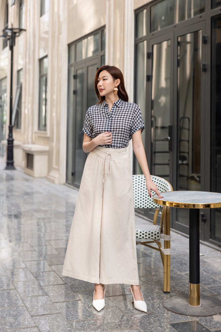 Quần Linen Ống Rộng Dây Rút Swanlake - Q11627LW02
