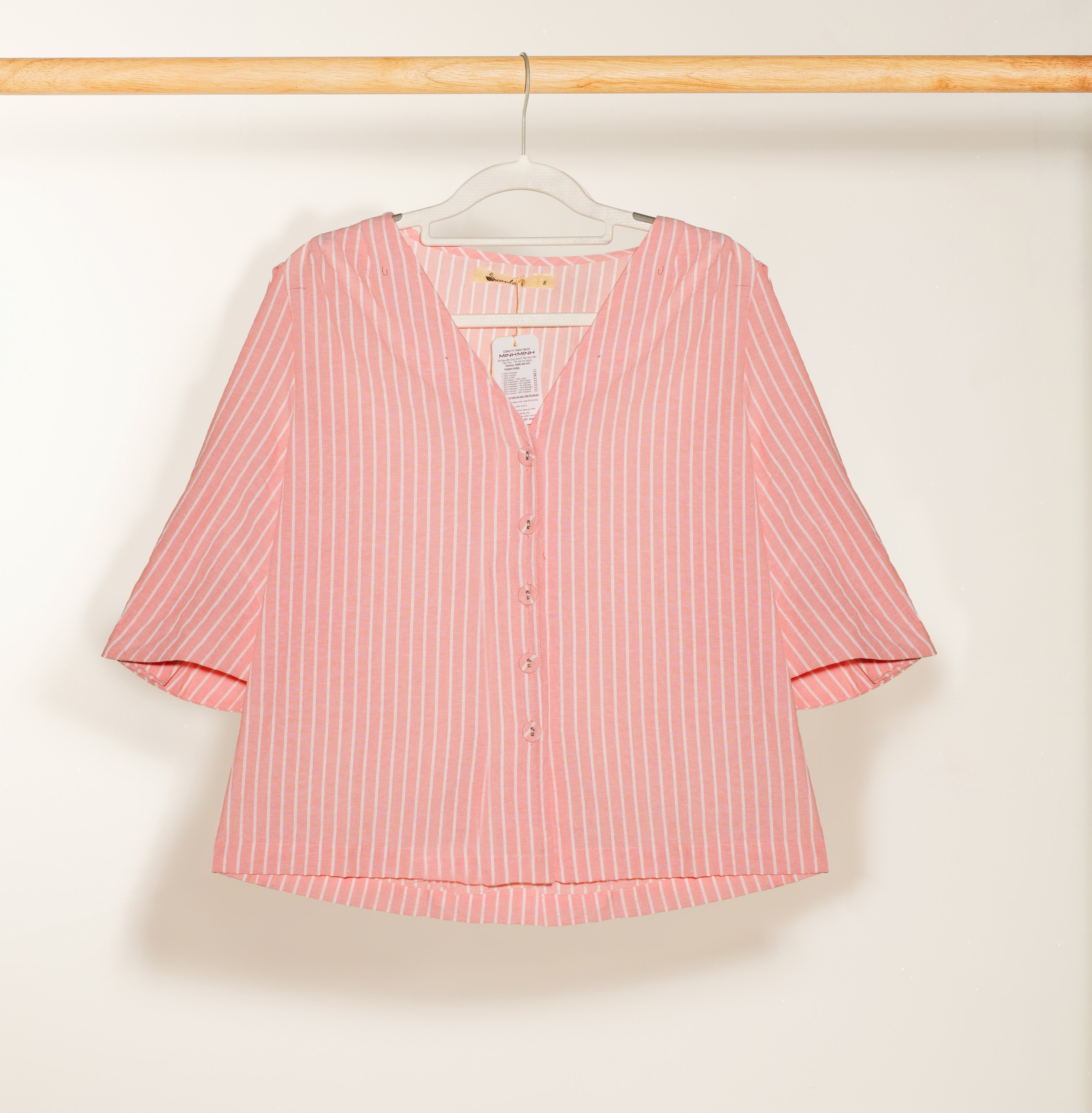 Áo Kiểu Cotton sọc Swanlake - A11056LW01