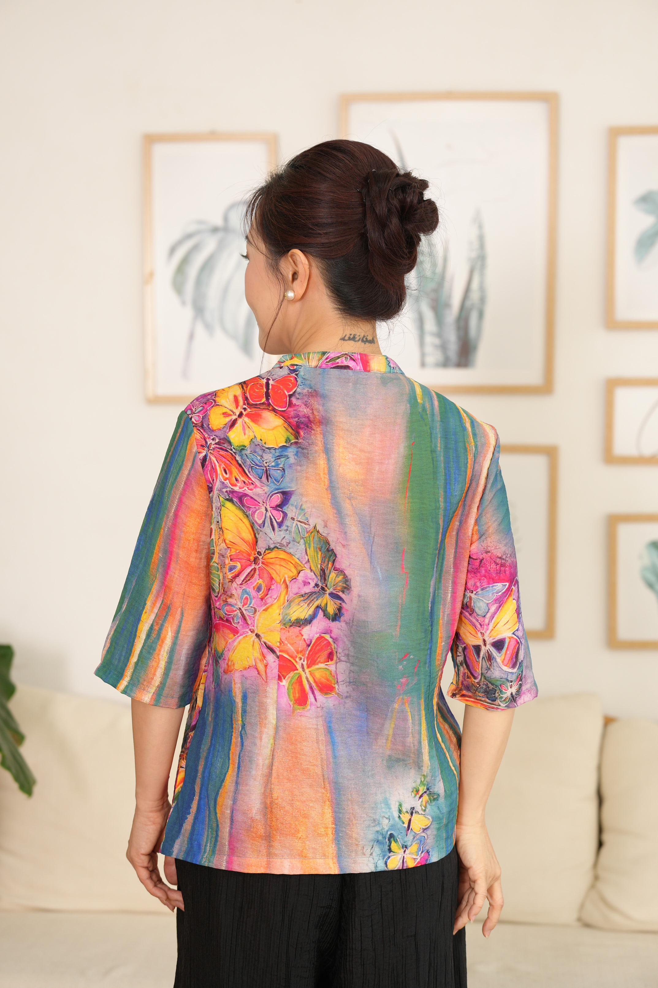 M-Collection - Áo Sơ Mi Cổ Trụ Kết Nút Tàu Chất Đũi Hàn - A11972LW01