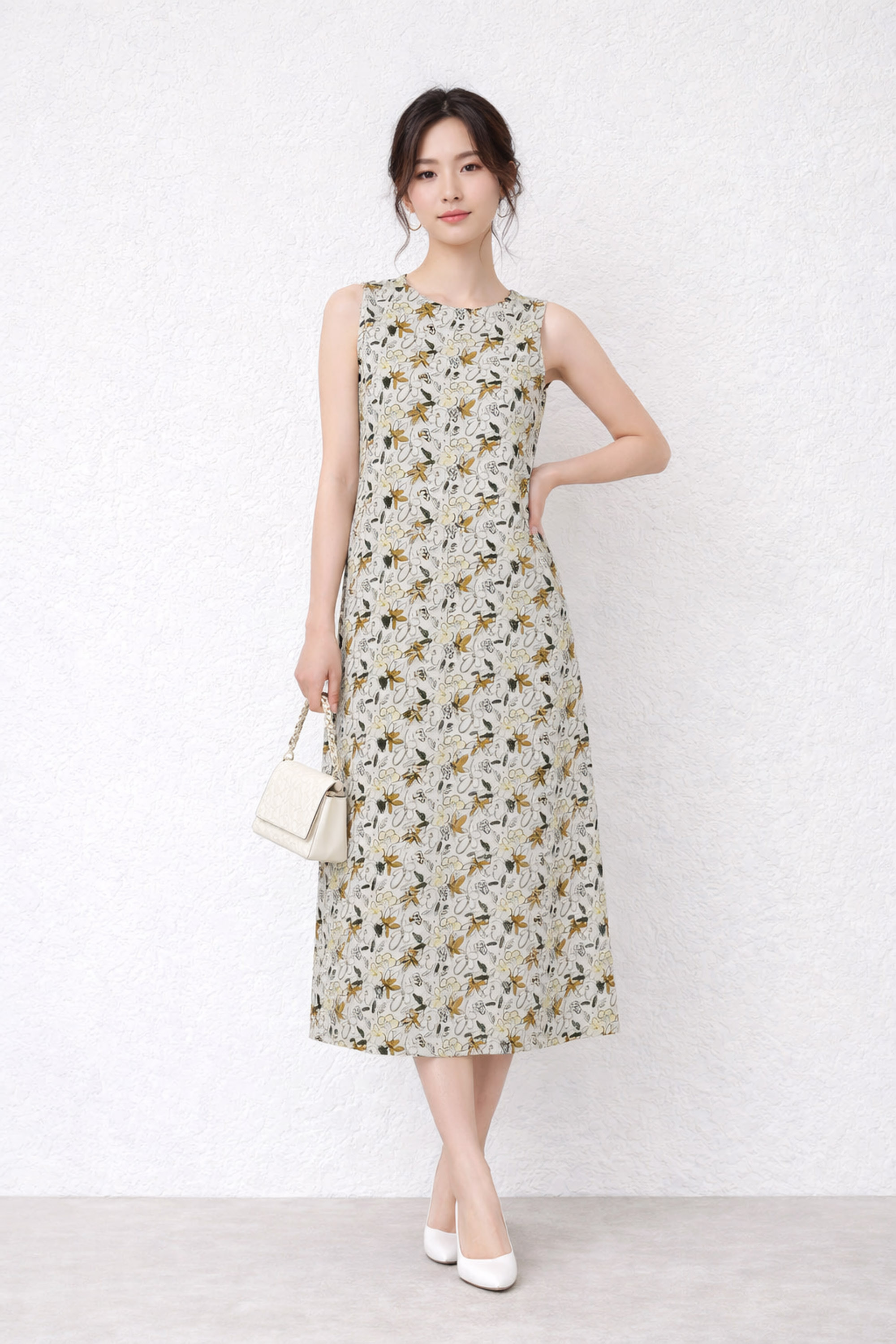 SWANLAKE | Váy Đầm Nữ Maxi Suông Sát Nách Xẻ Tà Linen Bông In Hoa Hè Cổ Tròn Có Túi Du Lịch D12380LW05