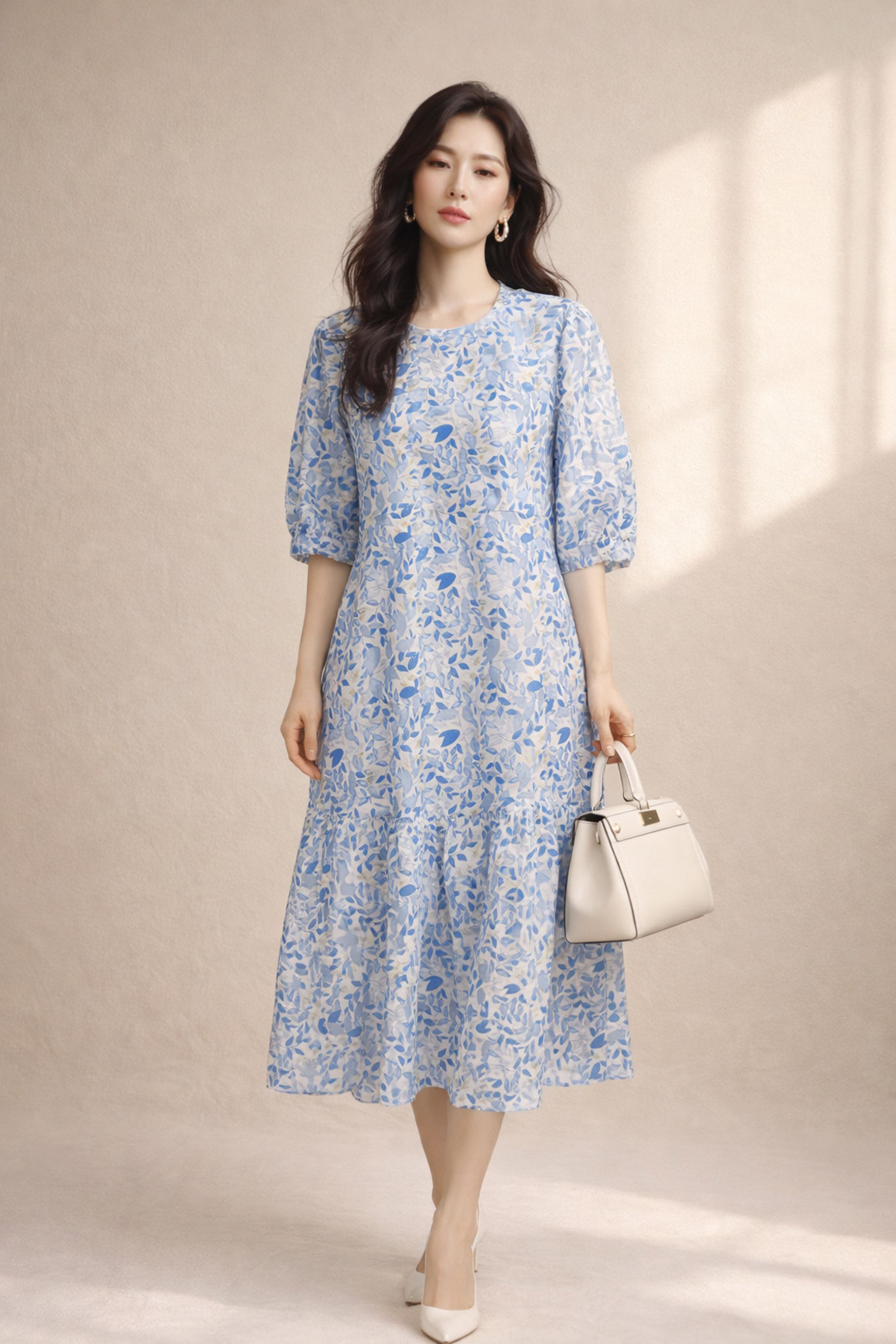 SWANLAKE | Váy Đầm Nữ Maxi Suông Đuôi Cá Vải Cotton Thêu Đục Lỗ 2 Lớp Có Túi Du Lịch Đi Biển D11522LW07
