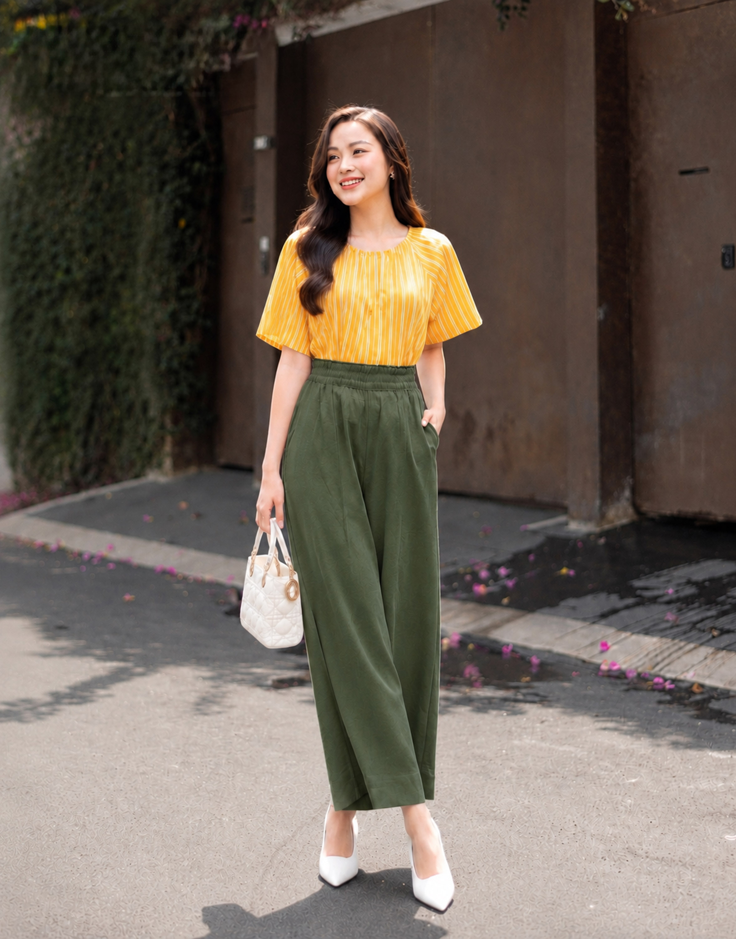 Quần Linen Ống Rộng Ly Gân Lưng Thun Swanlake - Q11402LW08