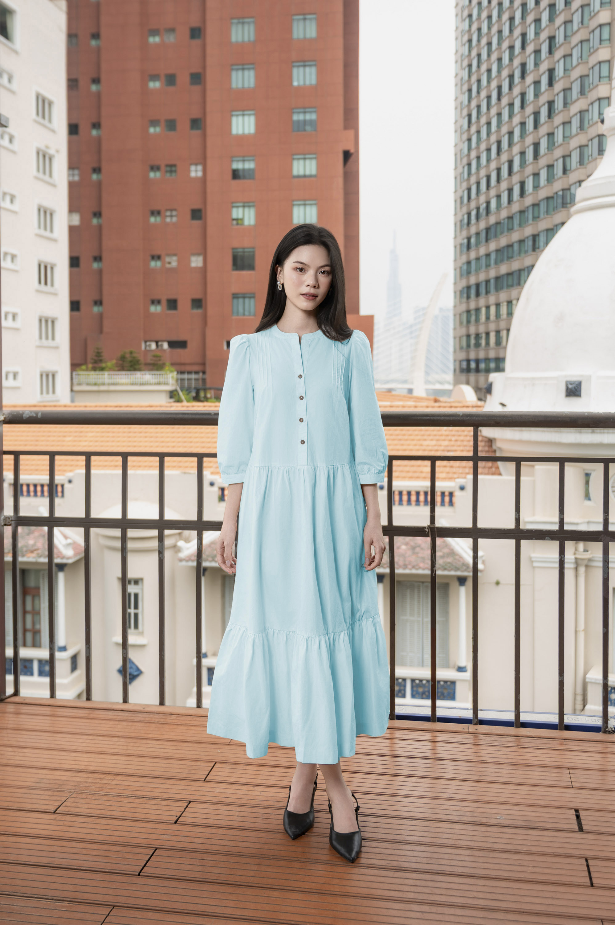 Swanlake | Váy Đầm Phom A Cổ Trụ Chất Liệu Cotton - D12355LW01