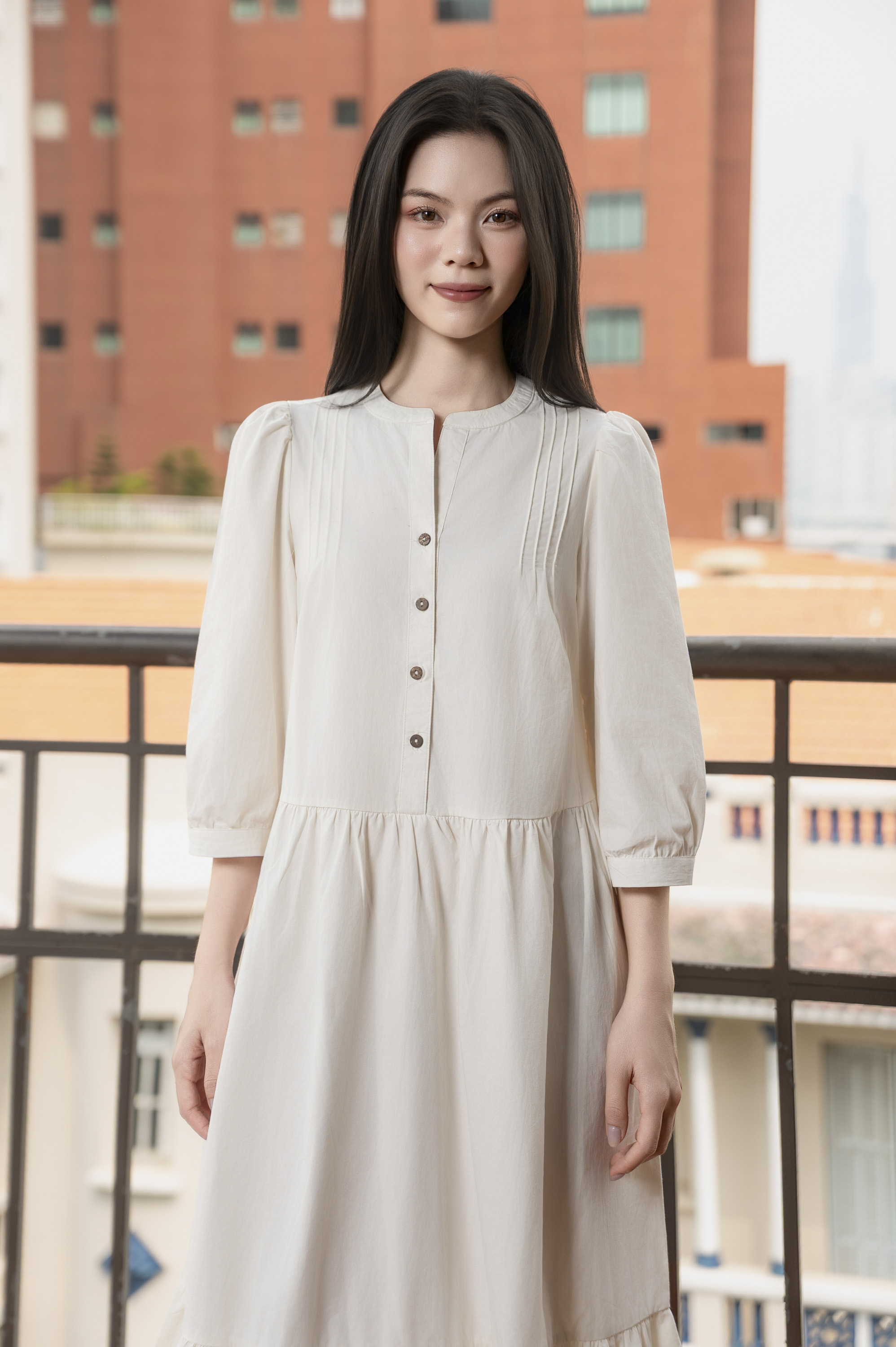 Swanlake | Váy Đầm Phom A Cổ Trụ Chất Liệu Cotton - D12355LW01