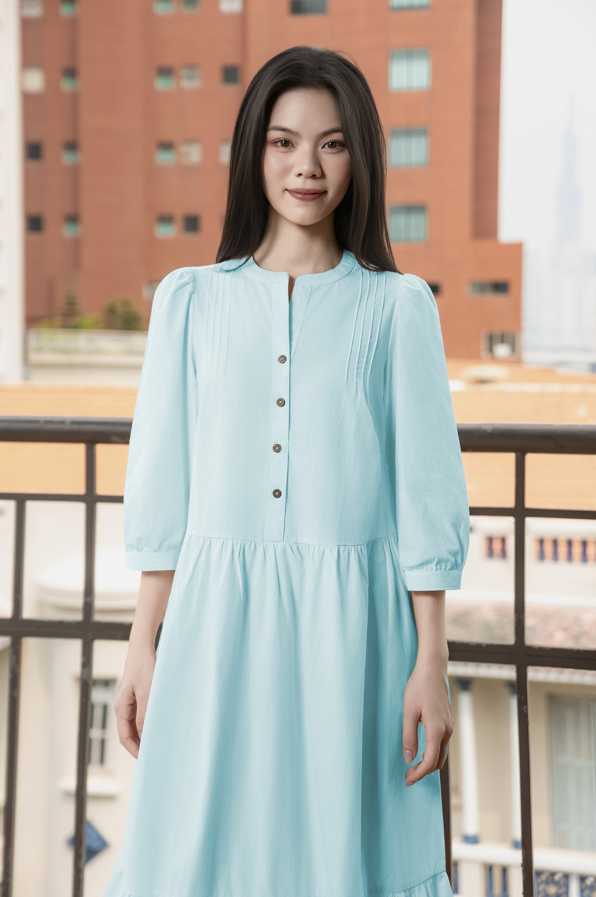 Swanlake | Váy Đầm Phom A Cổ Trụ Chất Liệu Cotton - D12355LW01