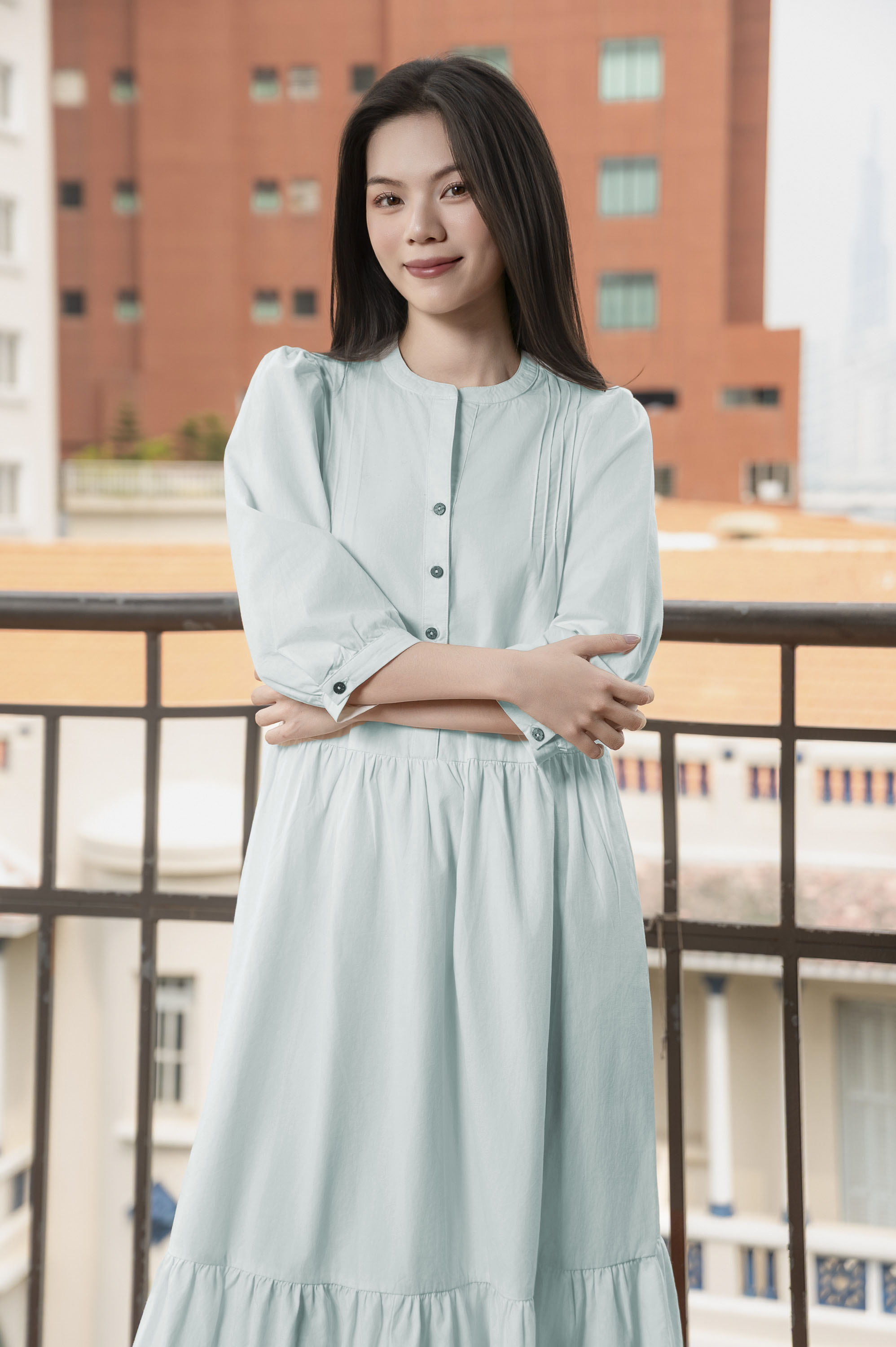 Swanlake | Váy Đầm Phom A Cổ Trụ Chất Liệu Cotton - D12355LW01