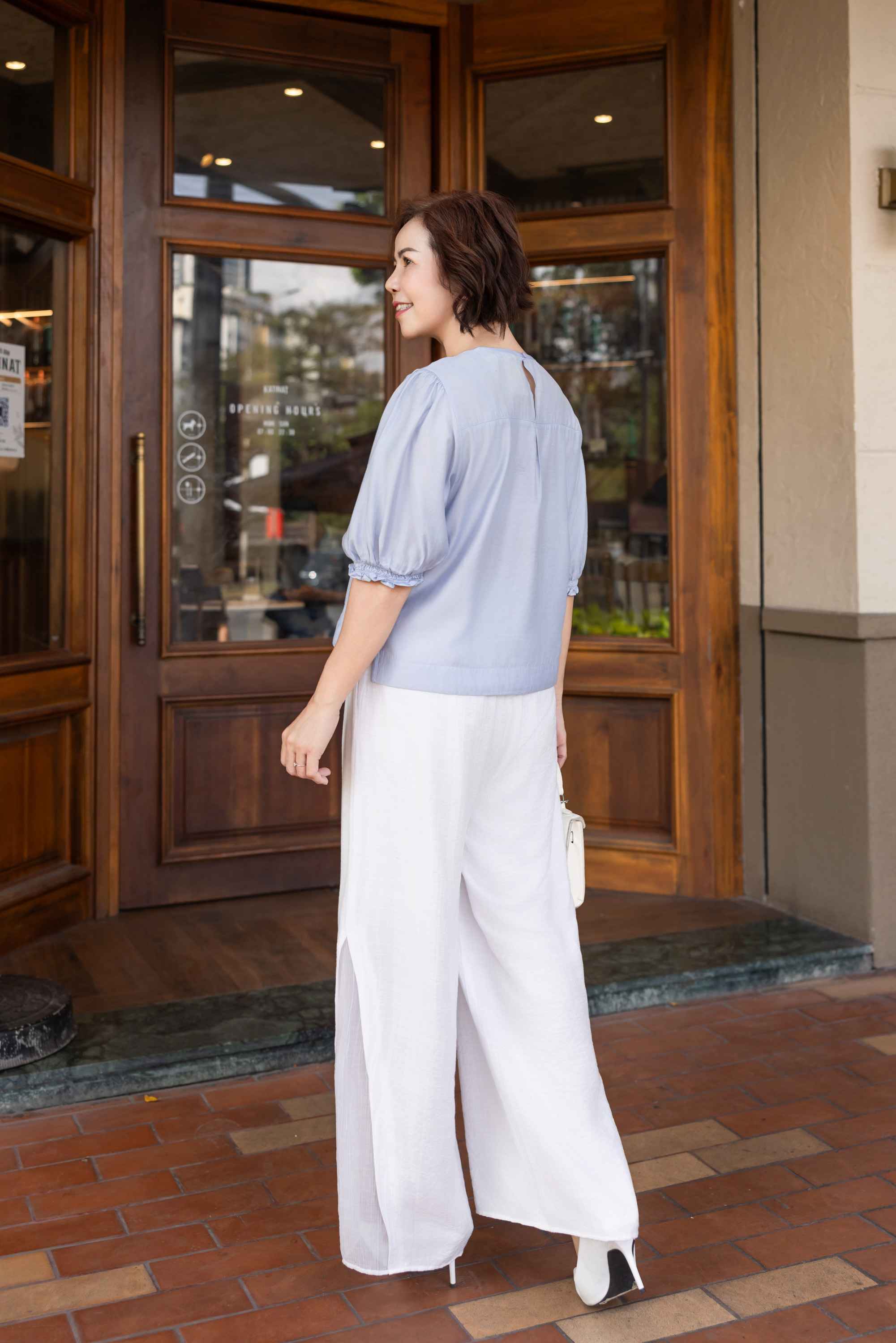 M COLLECTION | Quần Lụa Hàn Ống Suông Rộng Lưng Có Phối Tơ Q12640LW01