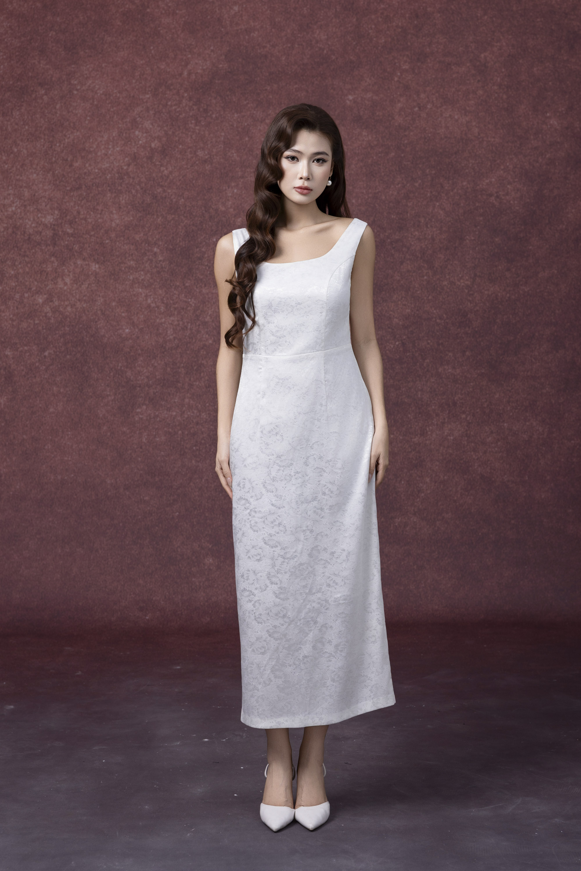 Đầm Maxi Lụa Gấm Phối Choàng Tơ D13329LW01
