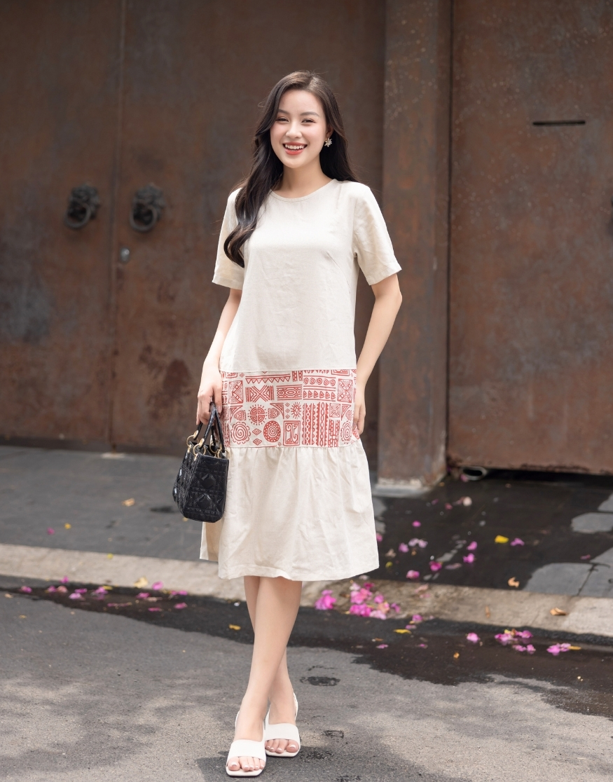 Đầm Linen Lụa In Đuôi Cá - D11291LW01