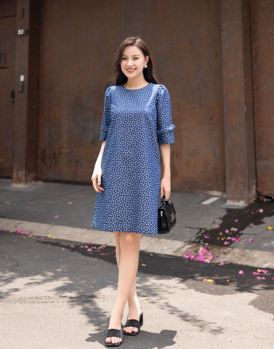 Đầm Jean Wash Suông Tay Nẹp - D09293LW07