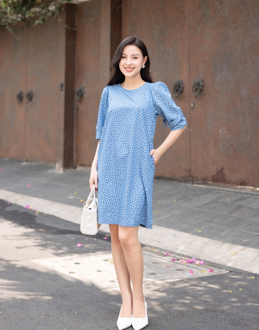 Đầm Jean Wash Suông Tay Nẹp - D09293LW07